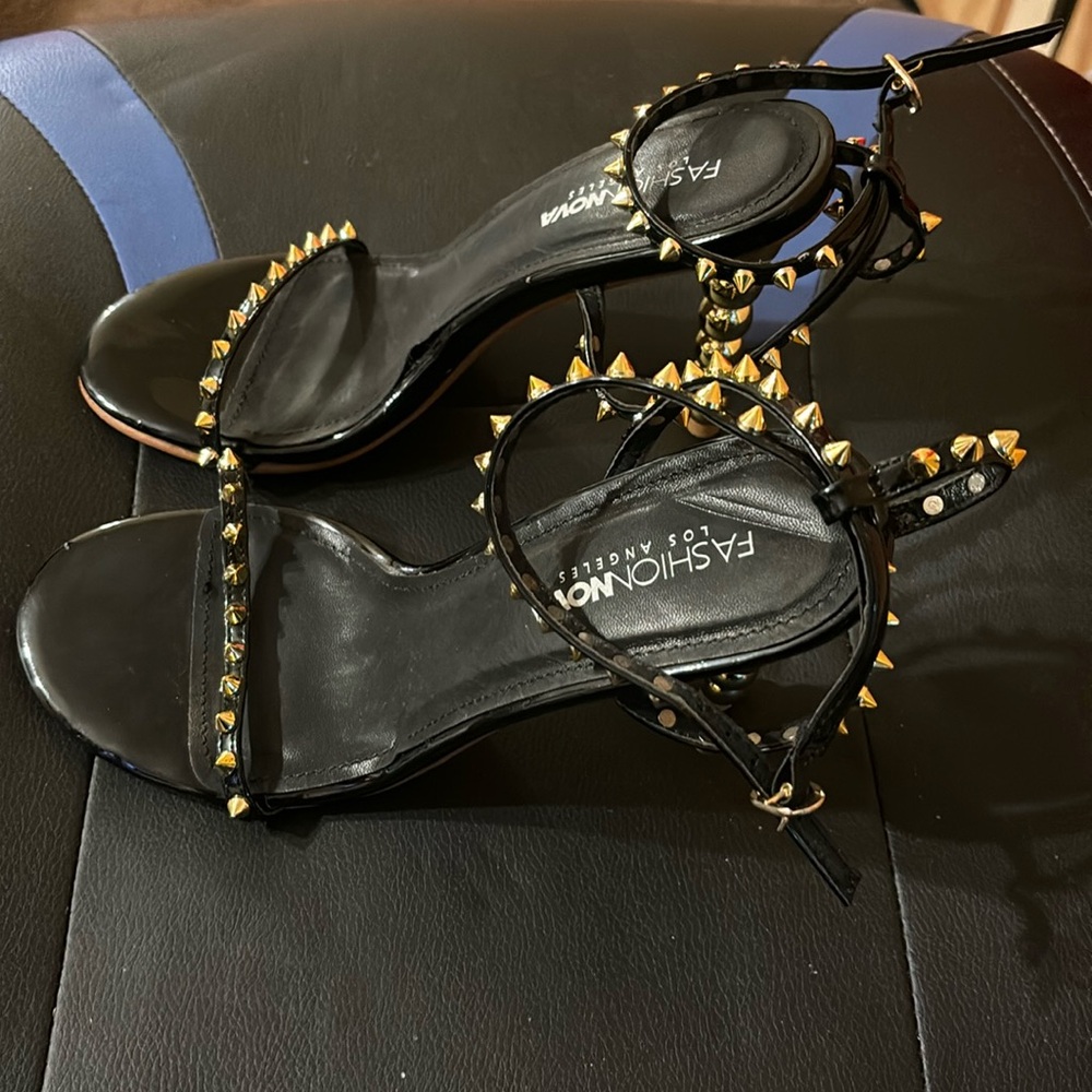 Black and Gold Spike Heels